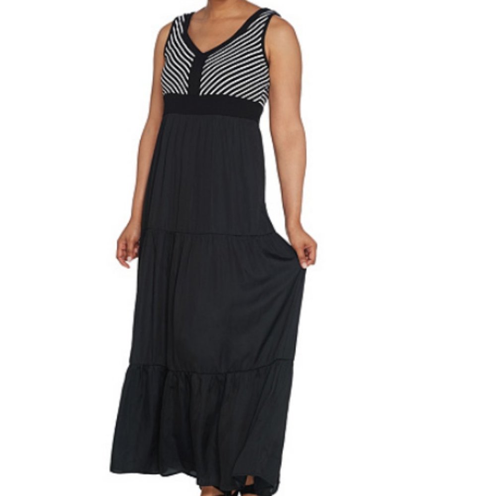 Lisa Rinna Collection Chevron Bodice Maxi Dress, B